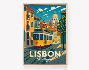 Lissabon Reiseplakat, Portugal Wandkunst, Lissabon Leinwanddruck, Vintage Portugal Dekor, Lissabon Geschenk, Reisewandkunst