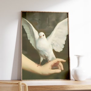 doves in art | Doves Print | Dove Art Print | Dove Peace Print | Bird Art | Bird Print | Nursery Decor | Vintage Oil Painting