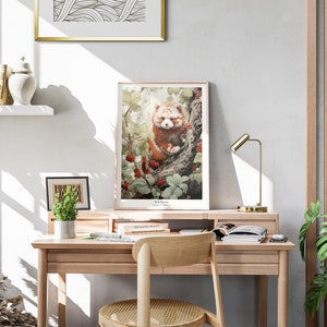 Japanese Art Print | Red Panda Print | Animal Wall Art | Traditional ...