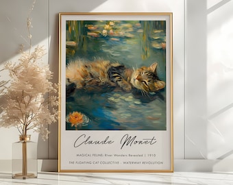 Claude Monet Cat Print, Monet Museum Poster, Claude Monet Poster, Monet Exhibition, Claude Monet Painting, Flower Garden, Flower Market