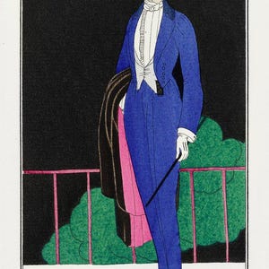 Afiche de moda / Arte de George Barbier / Habit Nouveau / Diseño de Kriegck / Impresión Art Decó / Pintura vintage