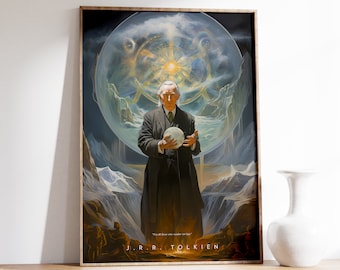 Póster de J.R.R. Tolkien / Lámina de filósofo / Regalo para amantes de los libros / Decoración con cita / Arte mural moderno / Pintura antigua