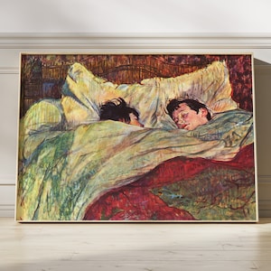 Henri de Toulouse Lautrec - Het bed (1893) - reproductie klassiek schilderij poster print muur kunst cadeau print huis idee beroemd - decoratie kinderkamer