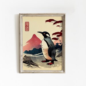 Premium Print | Penguin Poster | Japanese Painting | Mid Century | Ukiyo-e Painting | Fine Art Print | Museum Quality Print image 7