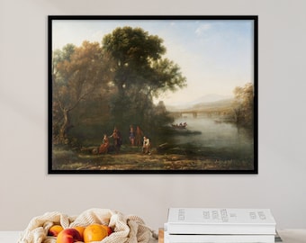 Claude Lorrain - The Ford (1636) | Vintage Landscape Rustic Field Wall Art Print Poster Painting Antique Home Bedroom Decor | 17th Century