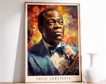Louis Armstrong Poster | Musical Print | Jazz Poster | Jazz Portrait | Musical Decor | Jazz Art Print | Home Decor
