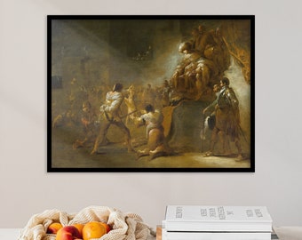 Leonaert Bramer - The Judgment of Solomon (1640) | Landscape Print Canvas Painting Historical Fantasy Vintage Decor Poster Wall Art