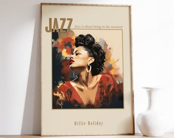 Billie Holiday Poster | Musical Print | Jazz Poster | Jazz Portrait | Musical Decor | Jazz Art Print | Home Decor