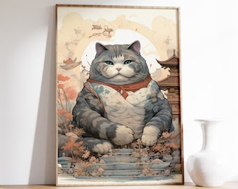Vintage Japanese Cat Poster Japanese Cat Print Cat Gift - Etsy