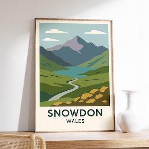 Snowdon Wales Poster, Snowdonia Wall Art, Welsh Mountain Print, Snowdon Landscape Decor, Nature Travel Gift