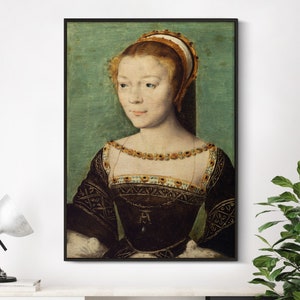 Corneille de Lyon - Anne de Pisseleu (1535) | Vintage Antique Painting Home Luxury Bedroom Decor Poster Print Woman Portrait Wall Art