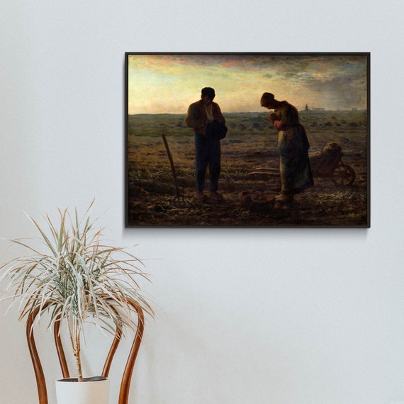 The Angelus Painting by Jean-François Millet, 1859 - Praying Farmers - Fine Art Giclee Print Poster - Farmhouse Decor - Famous Art Prints