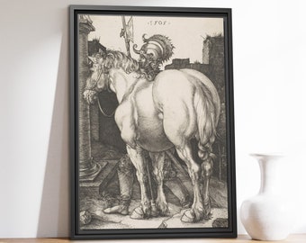 Premium Framed Canvas | Albrecht Durer - The Large Horse (1505) | Vintage Painting | Canvas Wall Art | Home Decor | Art Print