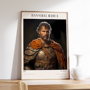 Hannibal Barca Poster | Vintage Portrait | Historical Poster | Antique Home Decor | Library Decor