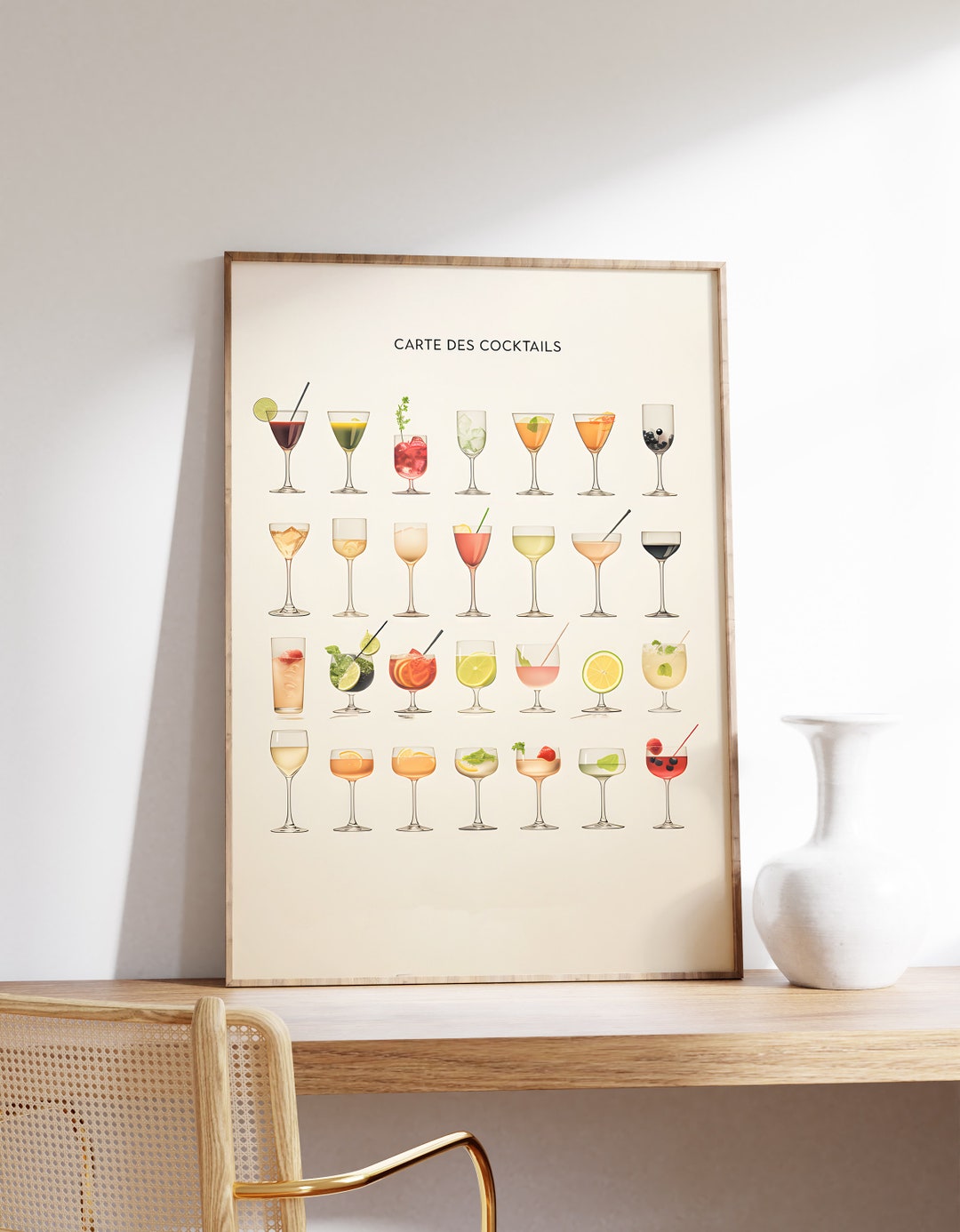 Minimalist Cocktail Art Print Line Art Alcohol Cocktail Print Kitchen