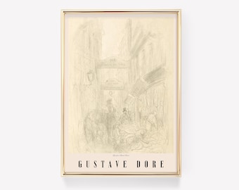 Gustave Dore Prints | London Street Scene | Gothic Decor | Devil Art | Memento Mori