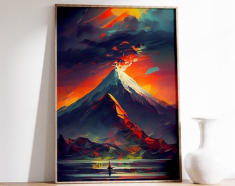 Bergposter | Mount Fuji-print | Japanse muurkunst | Japans landschap | Vintage kunst | Landschap muurkunst | Oosterse muurkunst