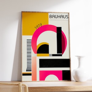 Impressão Bauhaus | Pôster Bauhaus | Arte de parede minimalista | Impressão de meados do século do vintage de &lt;br&gt; Entrega Rápida? Impressão abstrata minimalista | Impressão da Exposição Bauhaus