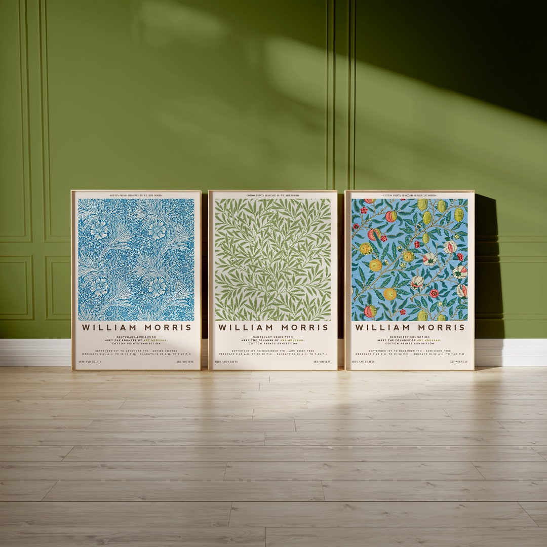 William Morris Set of 3 Art Prints | Willow Morris Exhibition | William ...