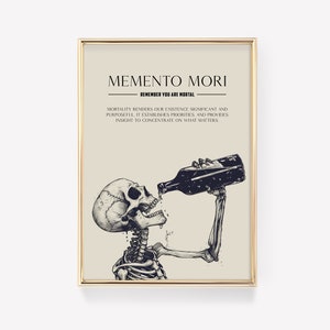 Memento Mori Print | Mortality Artwork | Skull Art Print | Memento Mori | Skull Wall Decor | Dark Art Print | Stoic Art | Dark Academia image 3