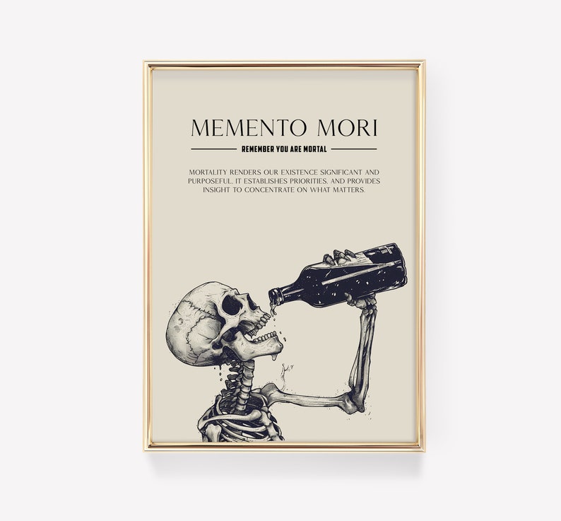 Memento Mori Print | Mortality Artwork | Skull Art Print | Memento Mori | Skull Wall Decor | Dark Art Print | Stoic Art | Dark Academia image 3
