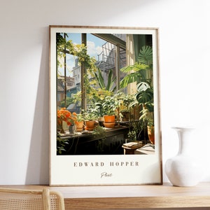 Poster mit Pflanze | Edward Hopper | Vintage Gemälde | Moderne Wandkunst | Antiker Druck | Ästhetisches Dekor