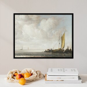 Muted Ocean Ölgemälde | Simon de Vlieger | Stille See (1640) | Inspirierte Wandkunst, Ozean Malerei, Meer Gemälde, Antikes Poster