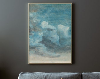 Lionel Constable - Cloud Study (1849) | Cloudy Landscape Decor | Dark Academia Wall Art | Light Academia Oil Painting | Vintage Sky Print