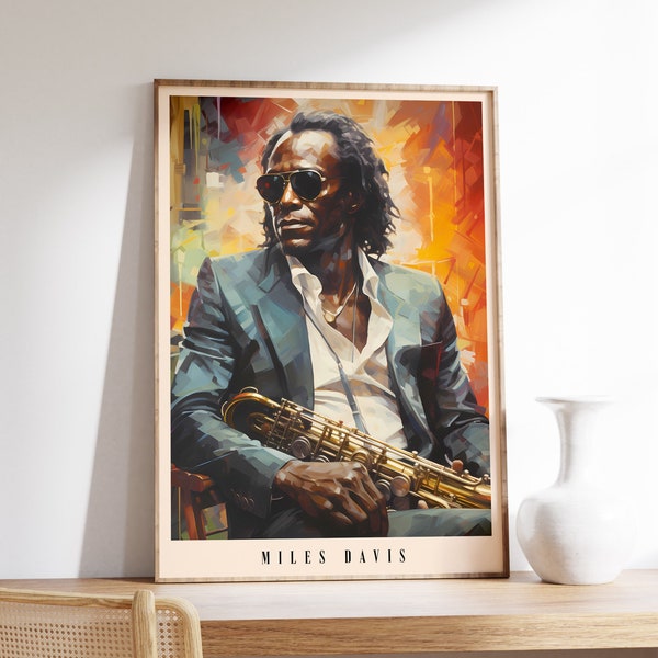 Miles Davis Poster | Musical Print | Jazz Poster | Jazz Portrait | Musical Decor | Jazz Art Print | Home Decor