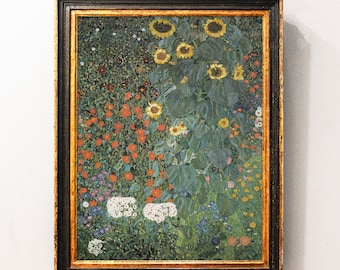 Gustav Klimt - Farm Garden with Sunflowers (1906) - Reproduction of a Classic Painting, Photo Poster Print Art Gift, Housewarming Gift