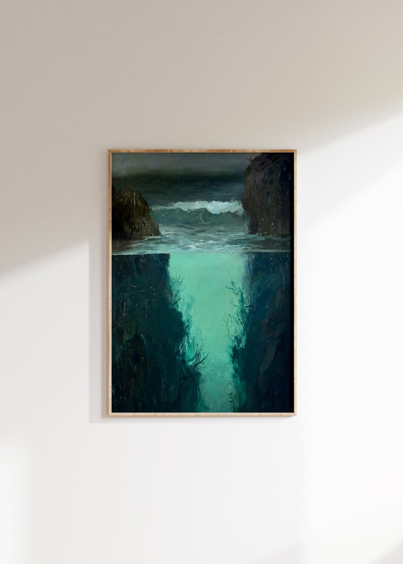 a painting hanging on the wall of a room