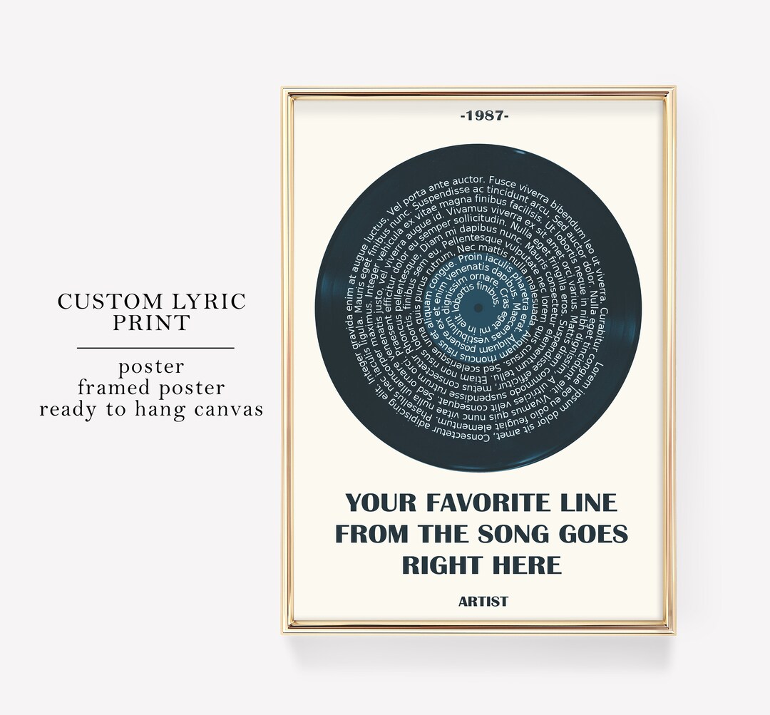 Custom Lyric Print Custom Vinyl Print Song Wall Art Lyric Poster Custom