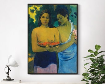 Paul Gauguin - Two Tahitian Women (1899) | Woman Portrait | Historical Wall Art | Vintage Antique Painting Decor Poster Print Canvas Home