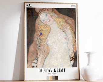Gustav Klimt - Adam and Eve | Exhibition Poster | Gustav Klimt Wall Art | Art Nouveau Wall Art | Modern Decor | Living Room Wall Art