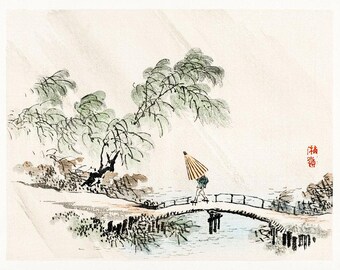 Traditional Japanese Watercolor | Scenic Landscape Print | Watercolor Print | Fine Art Print | Japan Print