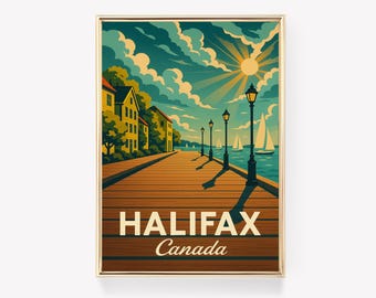 Halifax Reise Poster, Kanada Wand Kunst, Halifax Leinwand Druck, Vintage Reise Poster, Kanada Wohnkultur