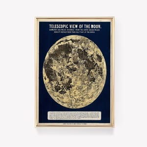 Teleskop Mondansicht | Mondphasen Druck | Himmlische Kunst | Vintage Astronomie | Mond Poster | Mond Druck