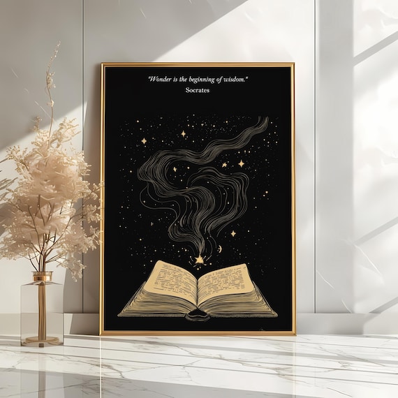 Socrates Quote Print | Philosophy Poster | Ancient Wisdom Art | Literature Decor | Book Lover Gift | Inspirational Wall Art | Wonder Quote