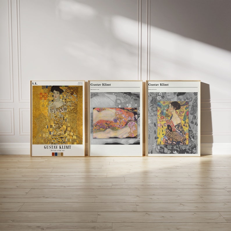 Gustav Klimt Set of 3 Print Art Nouveau Gallery Wall Art Vintage