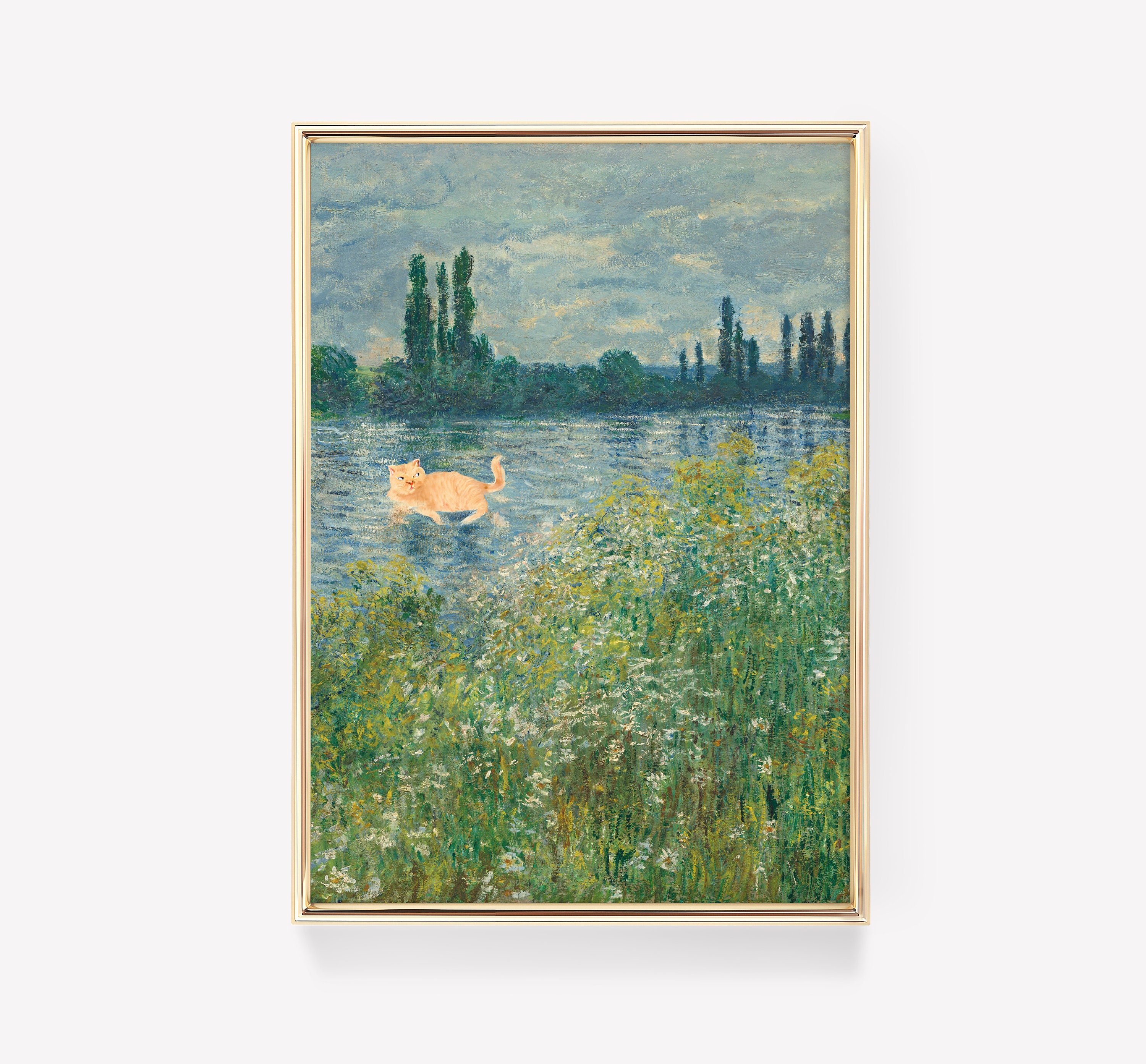 Claude Monet Cat Print | Banks of the Seine Cat Print | Cute Cat Art ...