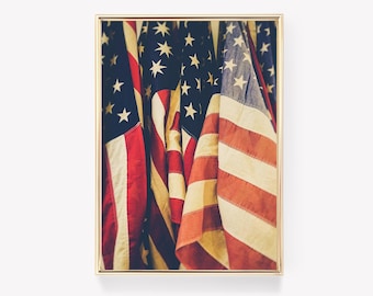 Historiska USA-flaggor | Vintageflaggtryck | Amerikansk flaggaffisch | Patriotisk konst | Tryck med gammaldags glans