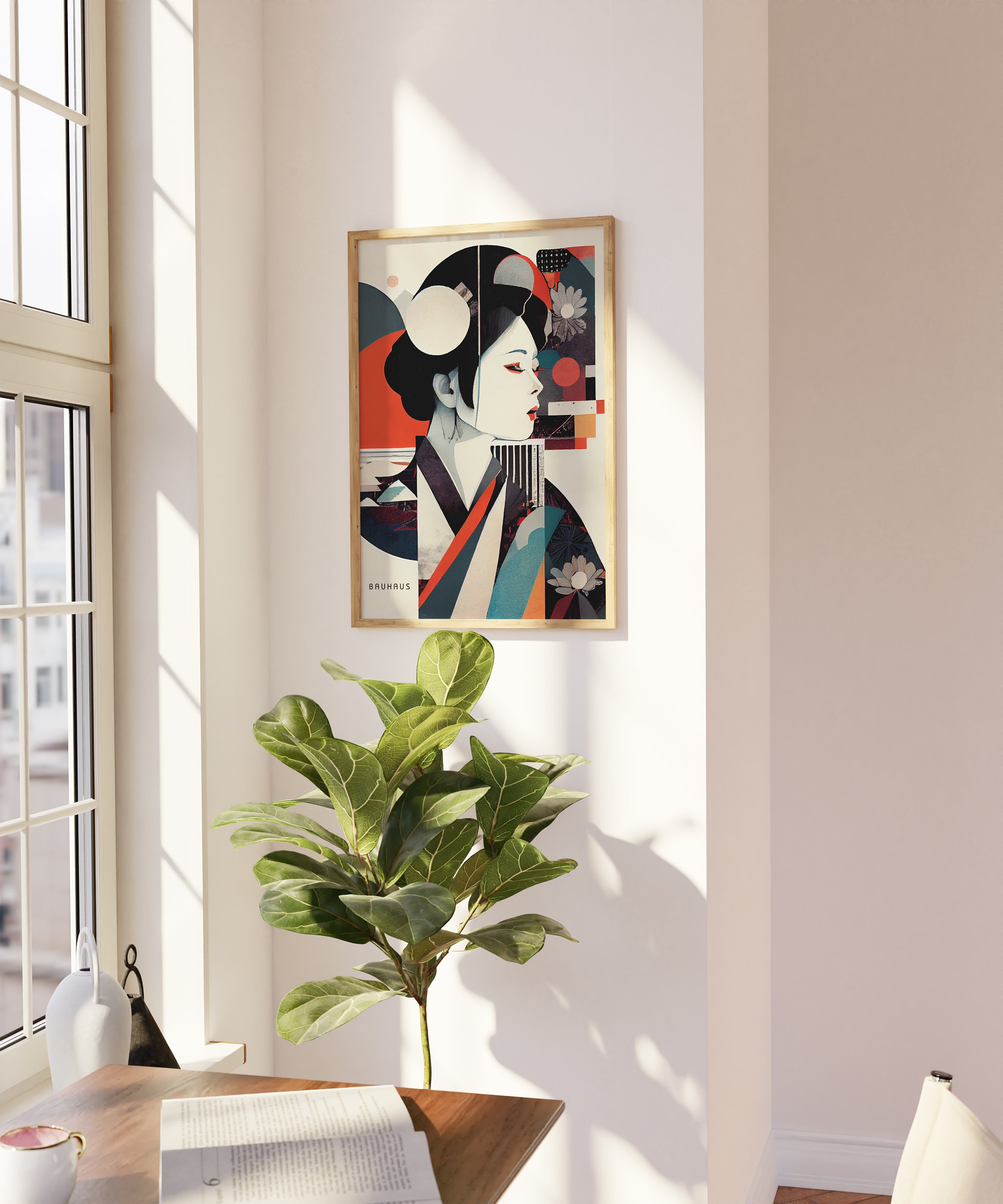Japanese Bauhaus Wall Art | Bauhaus Art Print | Geisha Poster