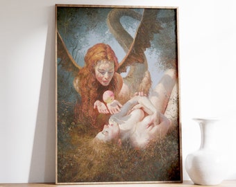 Lilith And Eve, 1963, By Yuri Klapouh | Vintage Painting Print | Mythological Art | Feminine Art | Classic Art Print