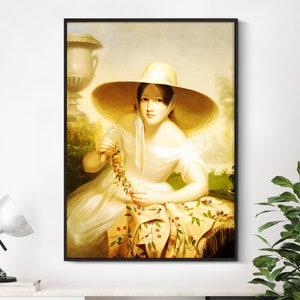 Cephas Giovanni Thompson - Spring (1838) | Vintage Antique Painting Home Luxury Bedroom Decor Poster Print Woman Portrait Wall Art