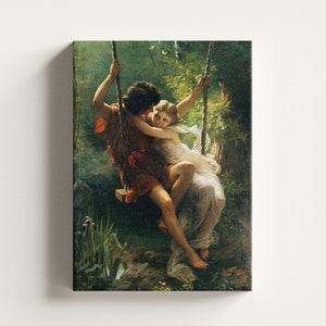 Premium Canvas | Green Canvas | Pierre Auguste Cot Print | Light Academia Print | Vintage Painting | Fine Art Print | Museum Quality Print