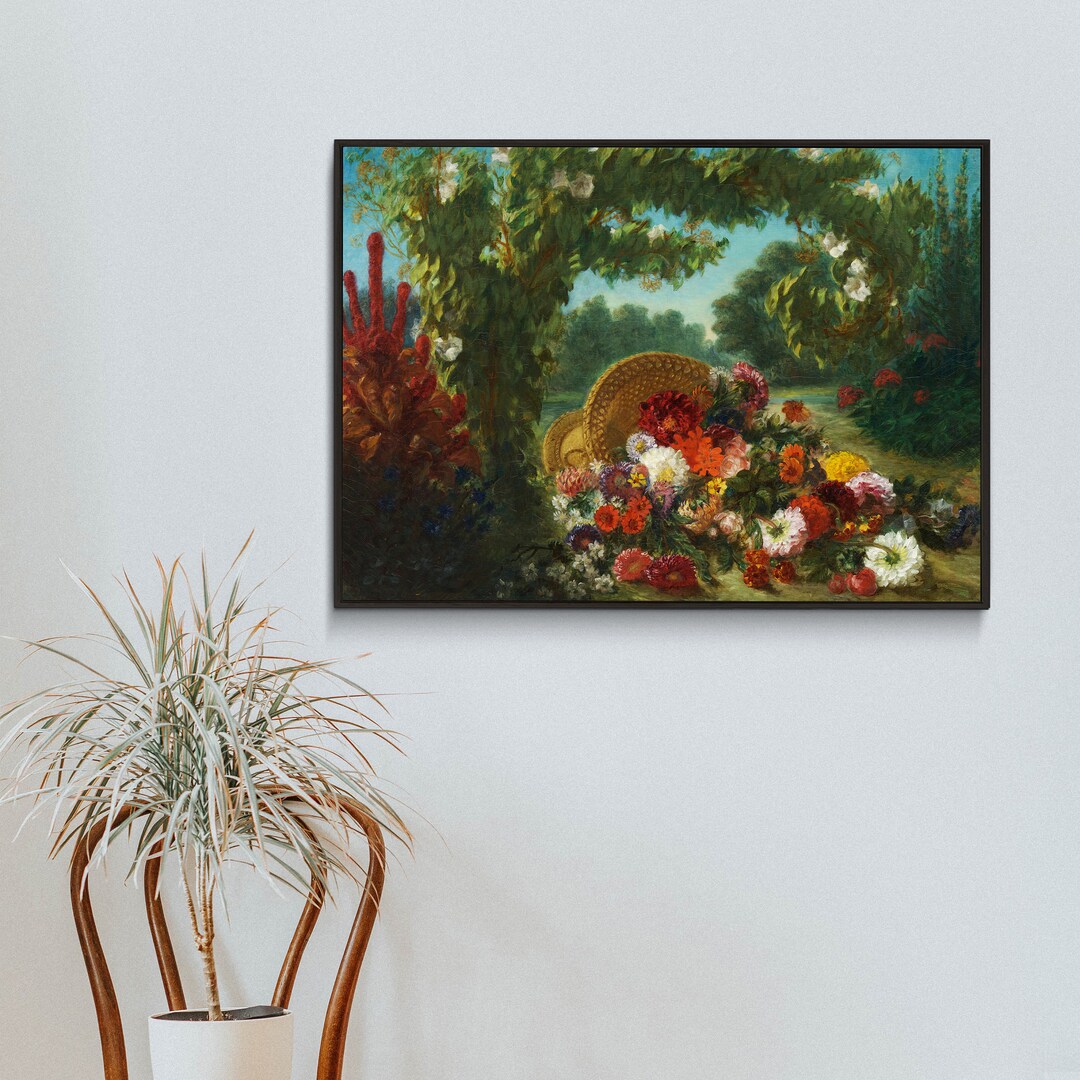 Eugène Delacroix Basket of Flowers 1848 Flowers Still Life Landscape