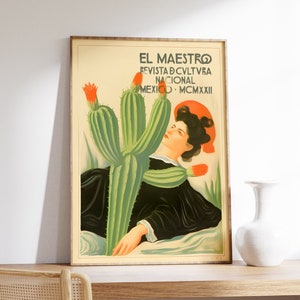 Mexikanische Ausstellung Kunst Poster | Mexikanischer Druck | Vintage Blumen Wand Kunst Dekor | Lateinamerikanisches Poster | Kaktus Kunstdruck | Ausstellungsposter