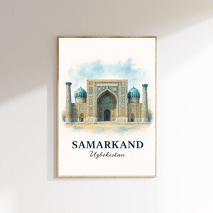Poster di viaggio di Samarcanda, arte murale dell'Uzbekistan, stampa vintage, decorazione di Samarcanda, regalo di viaggio immagine 3