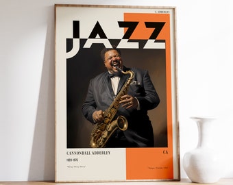 Cannonball Adderley Poster | Musical Print | Jazz Poster | Jazz Portrait | Musical Decor | Jazz Art Print | Home Decor