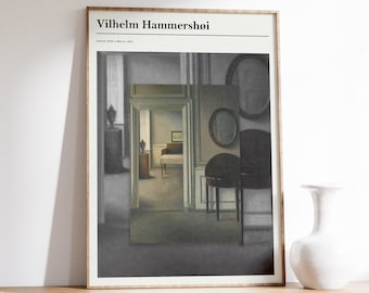 Vilhelm Hammershoi Art Print | Exhibition Print | Interior Oil Painting | Mid Century Modern | Art Nouveau Print | Art Nouveau
